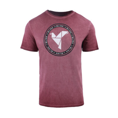 Blink - Round Logo Mens T-Shirt Burgundy